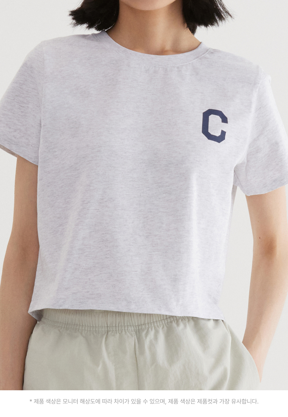 MUSINSA | COVERNAT (W) C Logo Crop T-Shirt Heather Gray