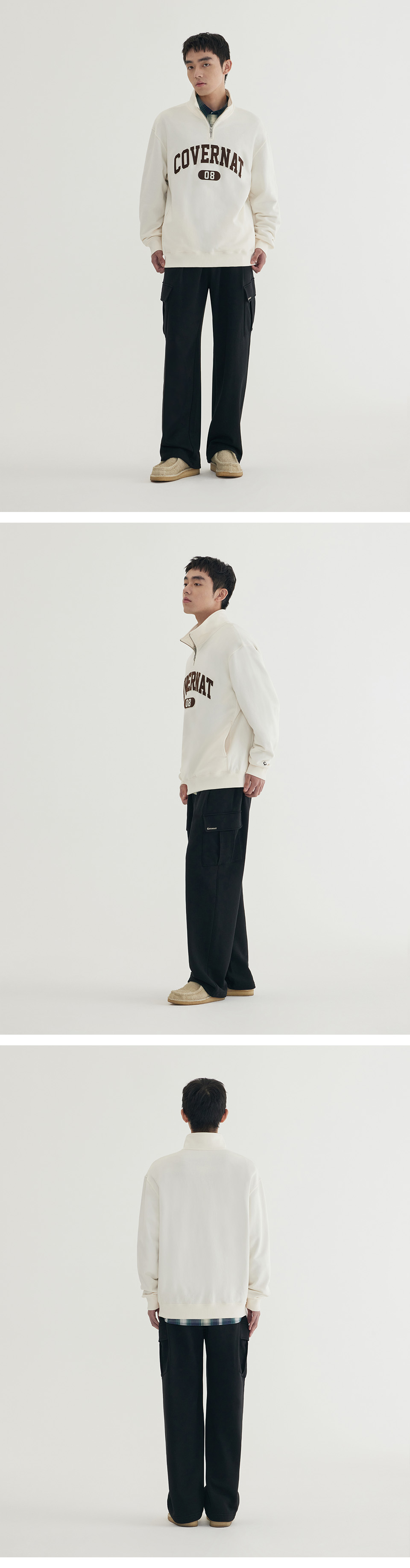 MUSINSA | COVERNAT Arch Logo Half Zip-up Man-to-Man Dark Gray