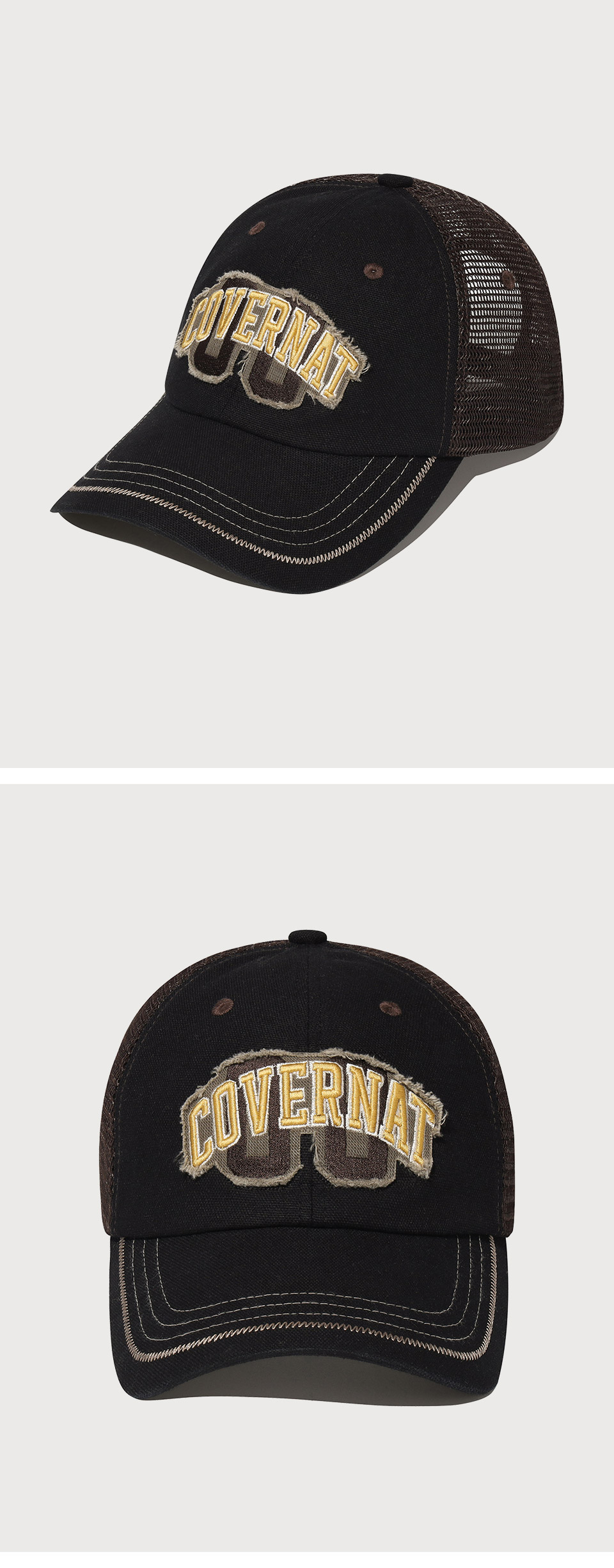 COVERNATのArch Logo Vintage Applique Trucker Cap MUSINSA | COVERNAT [Cozy Fit] Arch Logo Vintage Applique