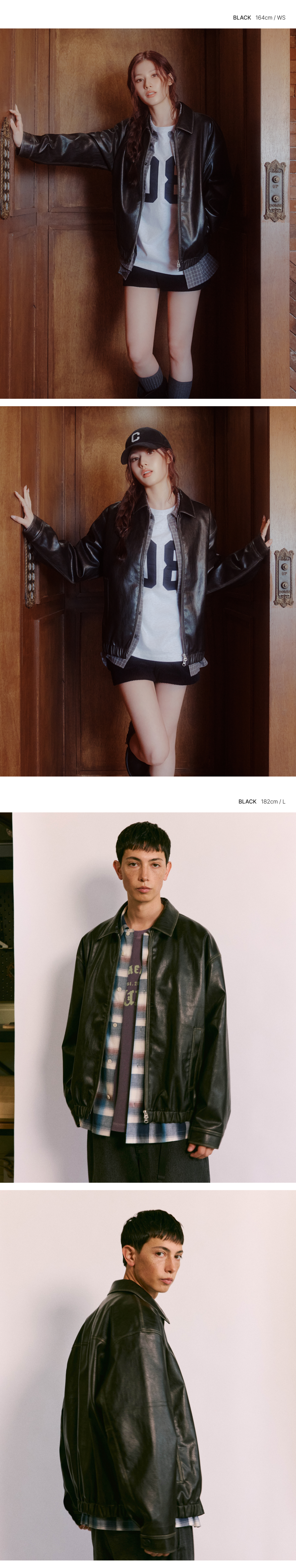 WASHED SYNTHETIC LEATHER JACKET #SANA同款！ 