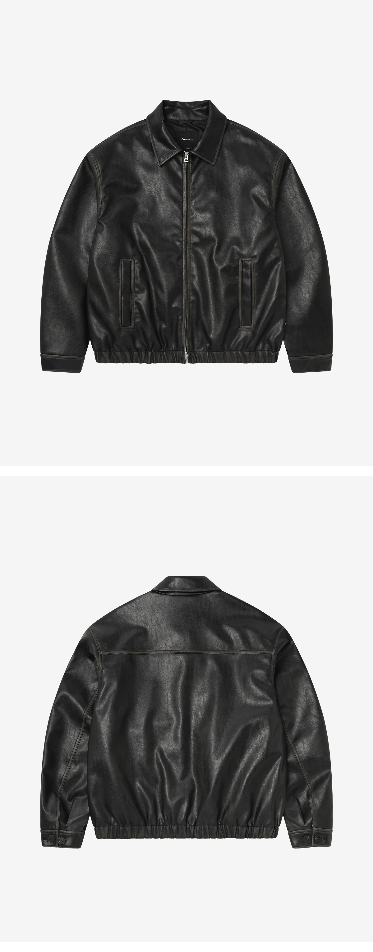 WASHED SYNTHETIC LEATHER JACKET #SANA同款！ 