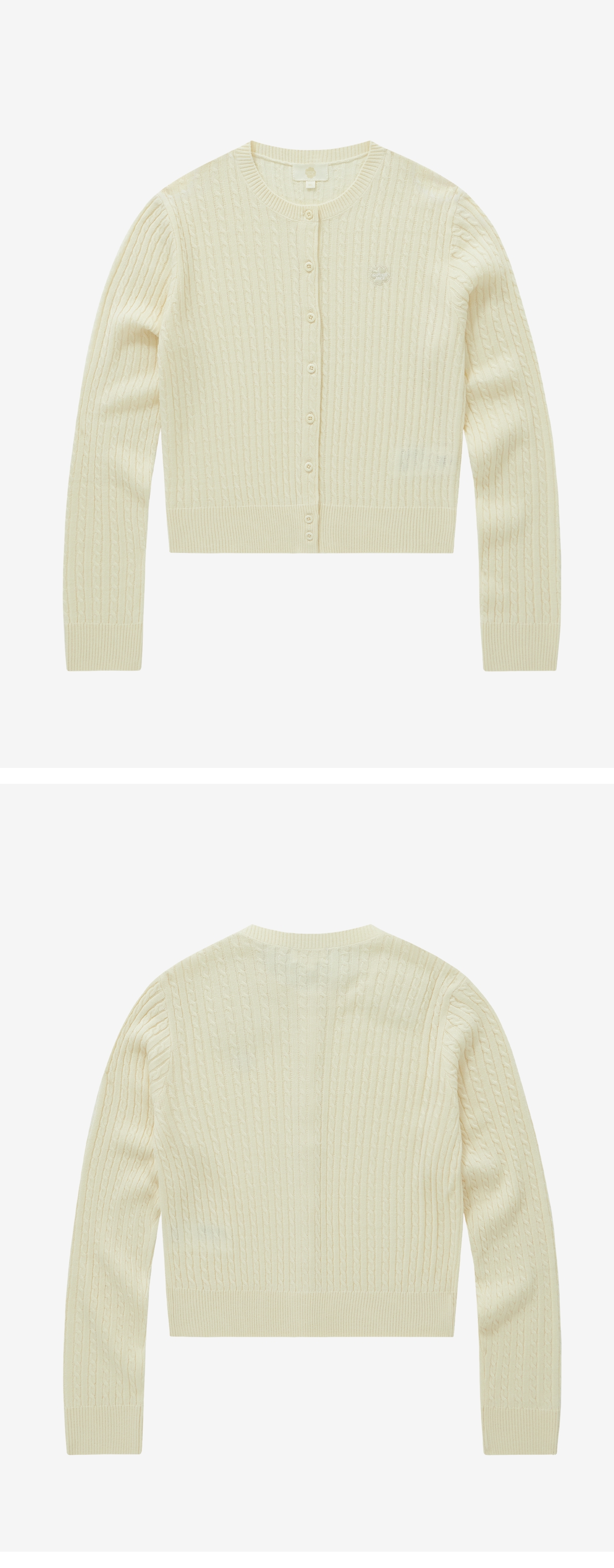 WOMAN CLOVER HEART CABLE CARDIGAN #SANA同款! - 5 COLORS CREAM