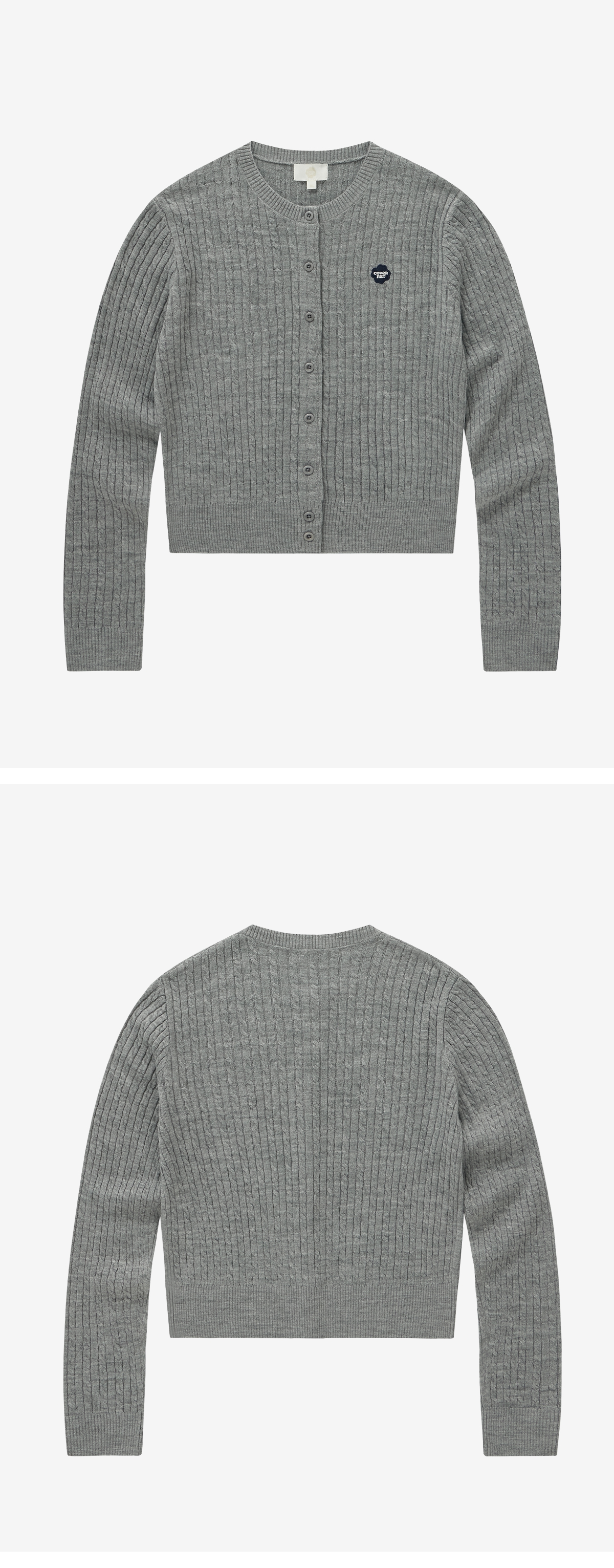 WOMAN CLOVER HEART CABLE CARDIGAN #SANA同款! - 5 COLORS MELANGE GREY