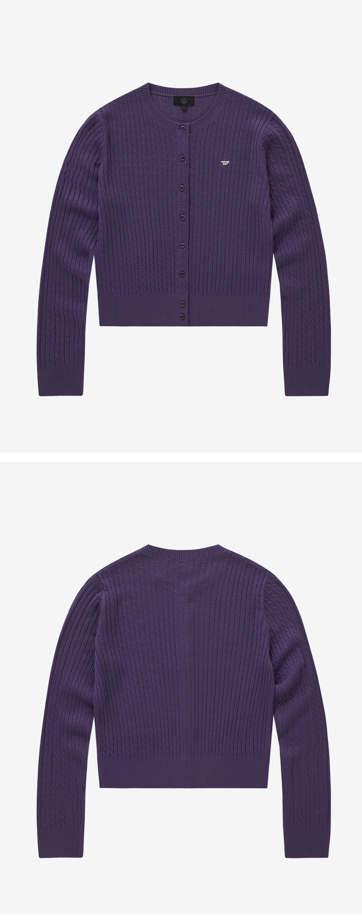 WOMAN CLOVER HEART CABLE CARDIGAN #SANA同款! - 5 COLORS PURPLE