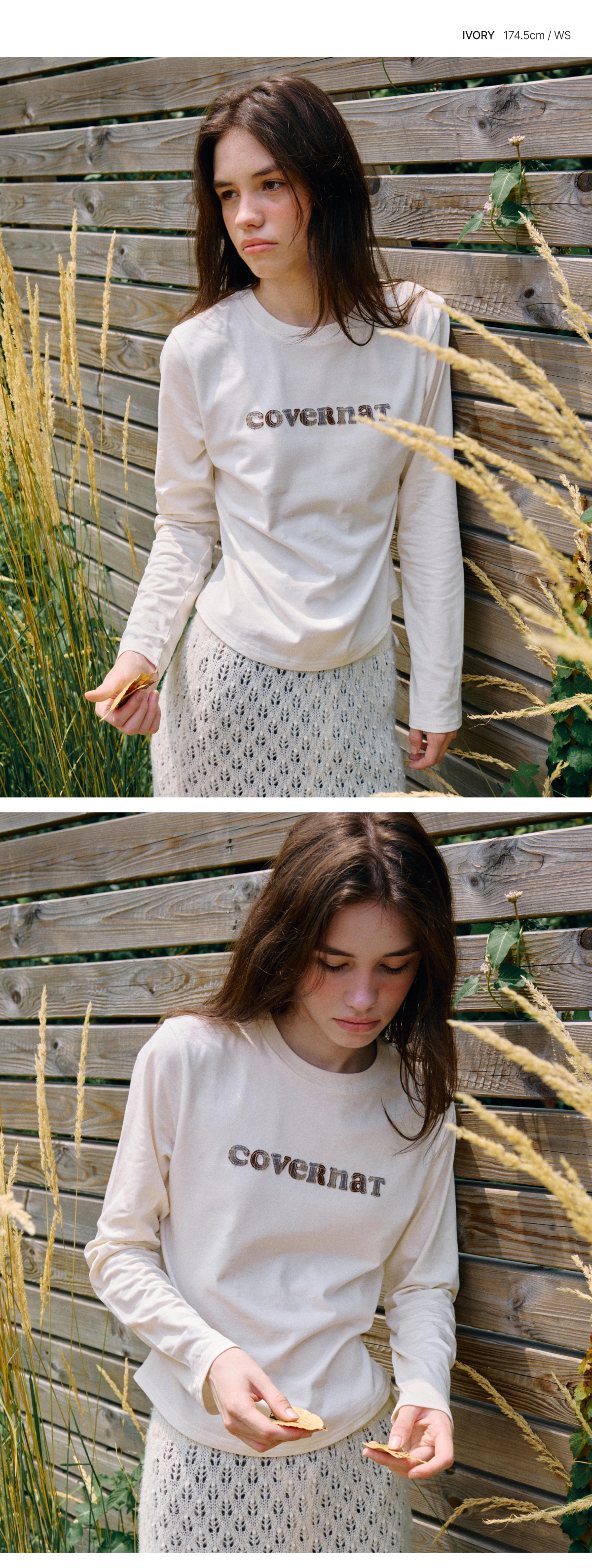 WOMAN COOPER LOGO LONG SLEEVE #SANA同款！ - 3 COLORS IVORY
