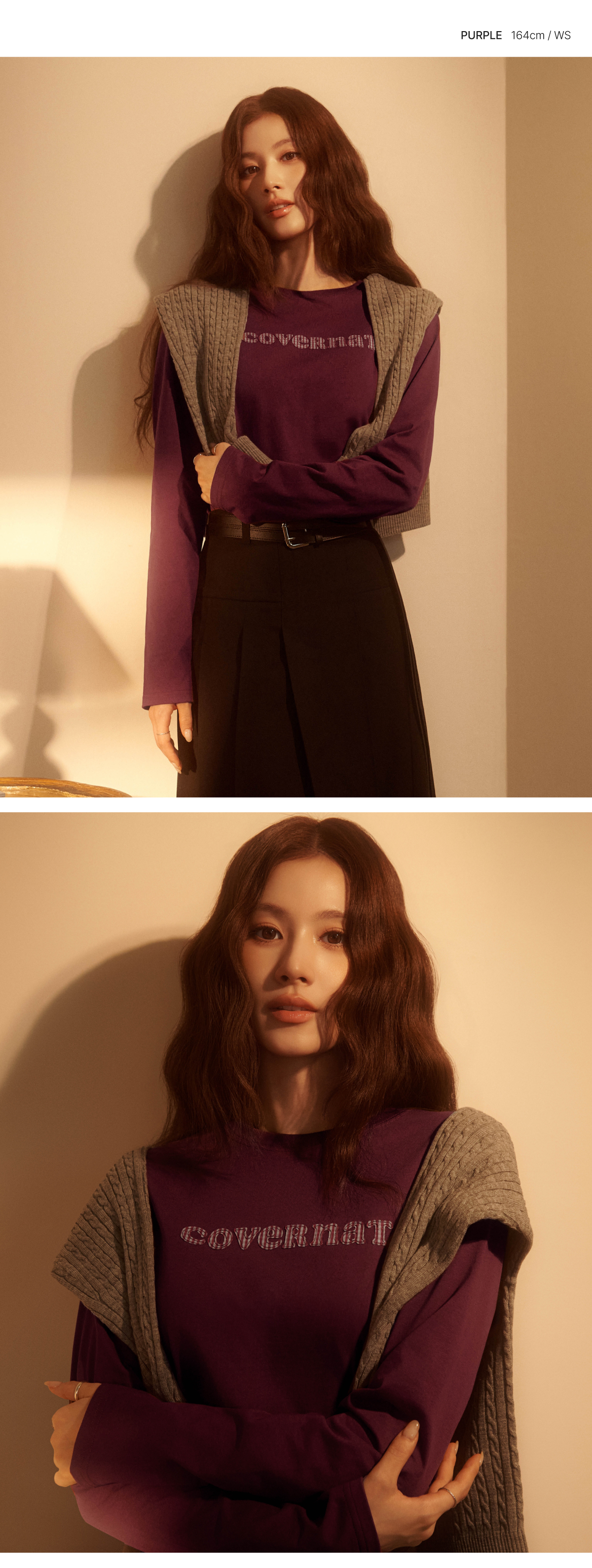 WOMAN COOPER LOGO LONG SLEEVE #SANA同款！ - 3 COLORS PURPLE