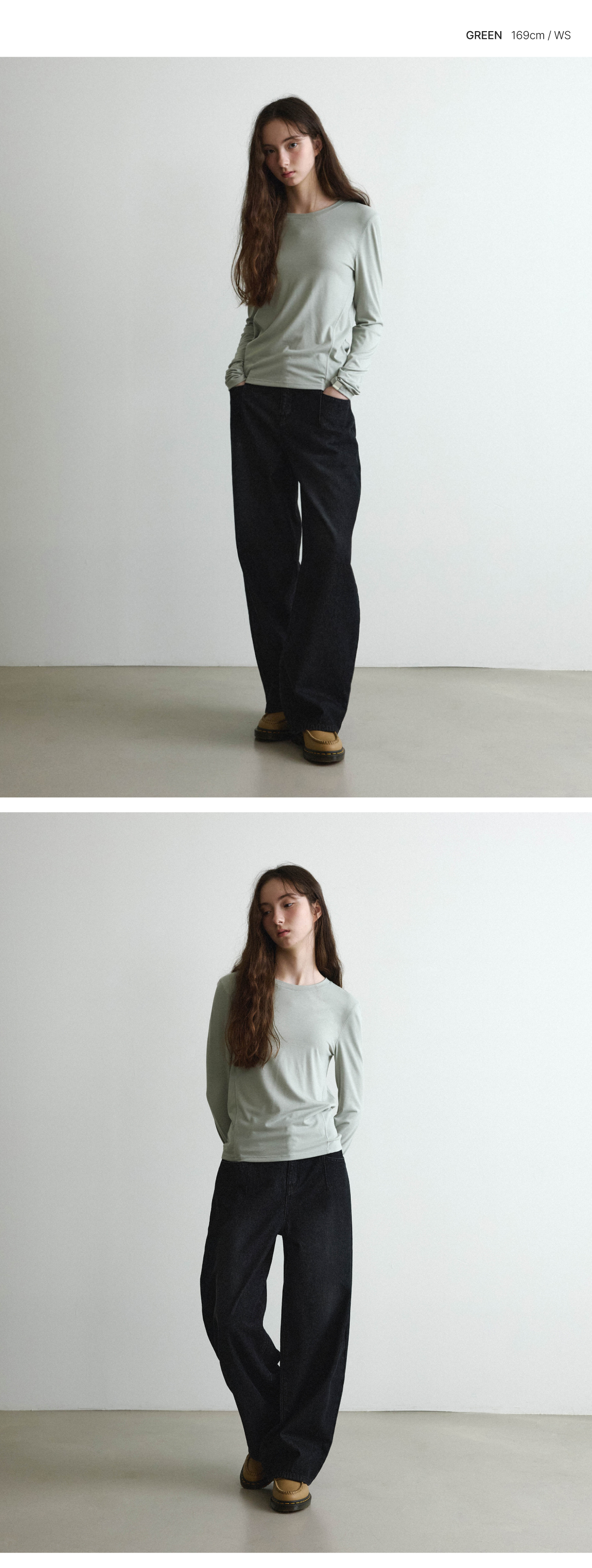 WOMAN LAYERED LONG SLEEVE #SANA同款！ - 2 COLORS GREEN
