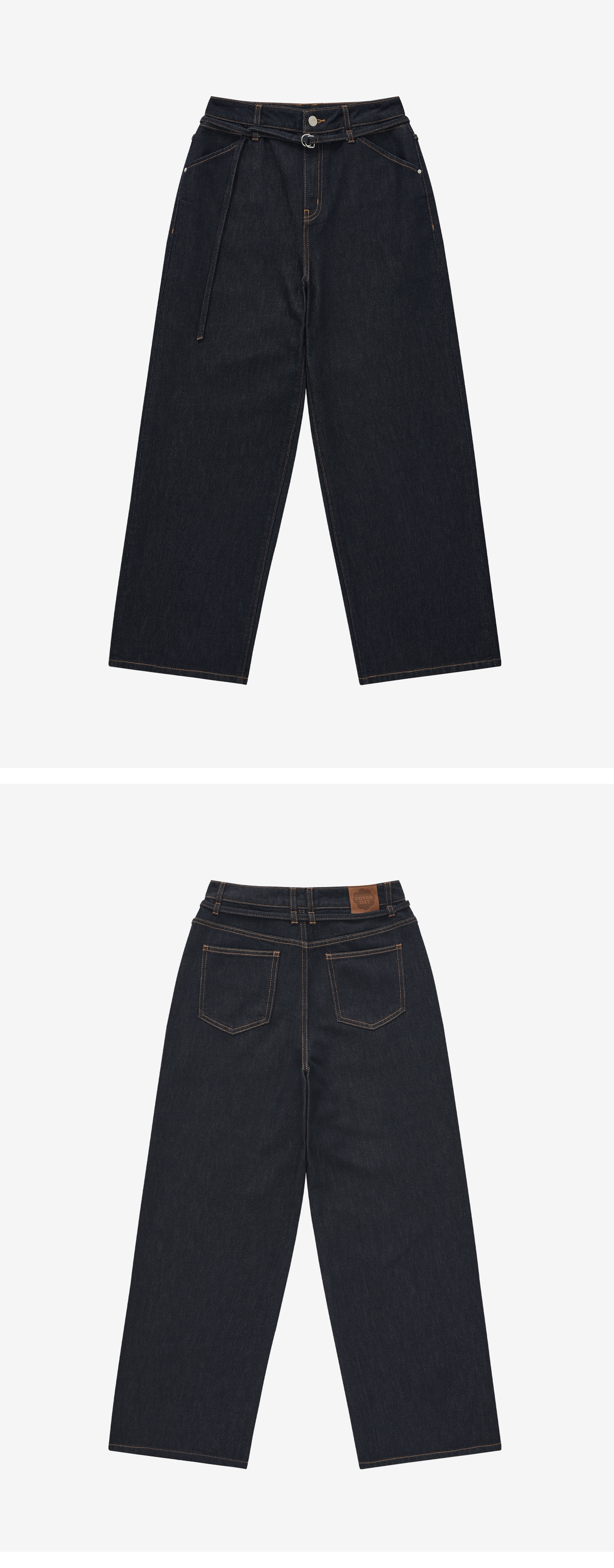 WOMAN WIDE BELTED DENIM PANTS #SANA同款! - 2 COLORS INDIGO