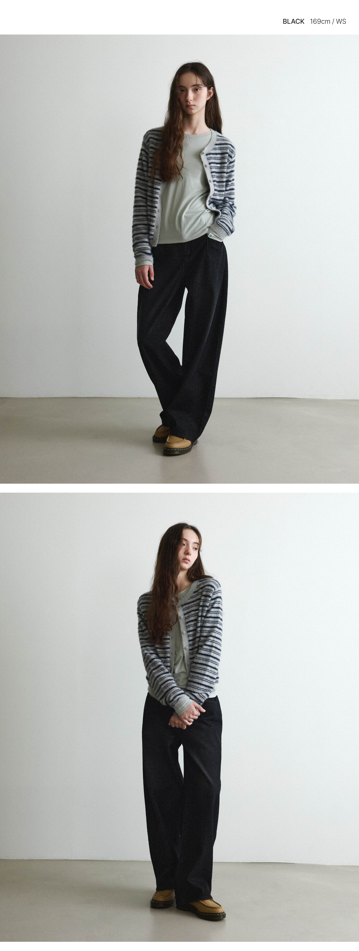 WOMAN WIDE CURVED DENIM PANTS #SANA同款! - 2 COLORS BLACK