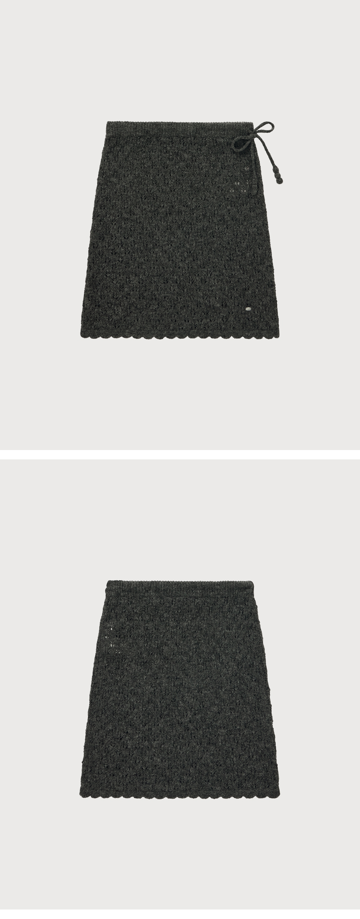 WOMAN LAYERED KNIT SKIRT #SANA同款！ - 2 COLORS CHARCOAL