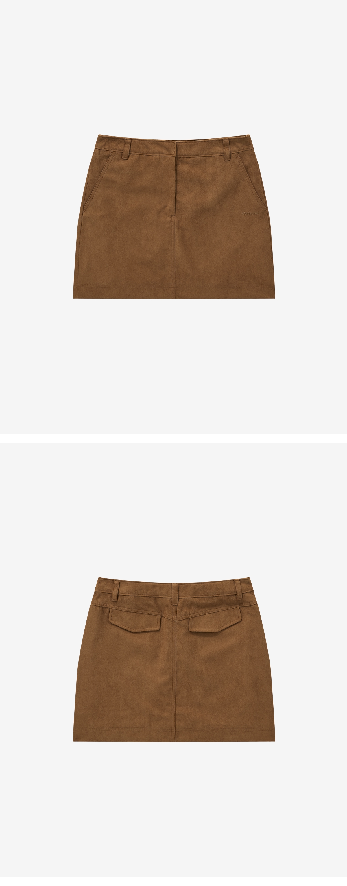 WOMAN SUEDE MINI SKIRT #SANA同款！ - 2 COLORS CAMEL