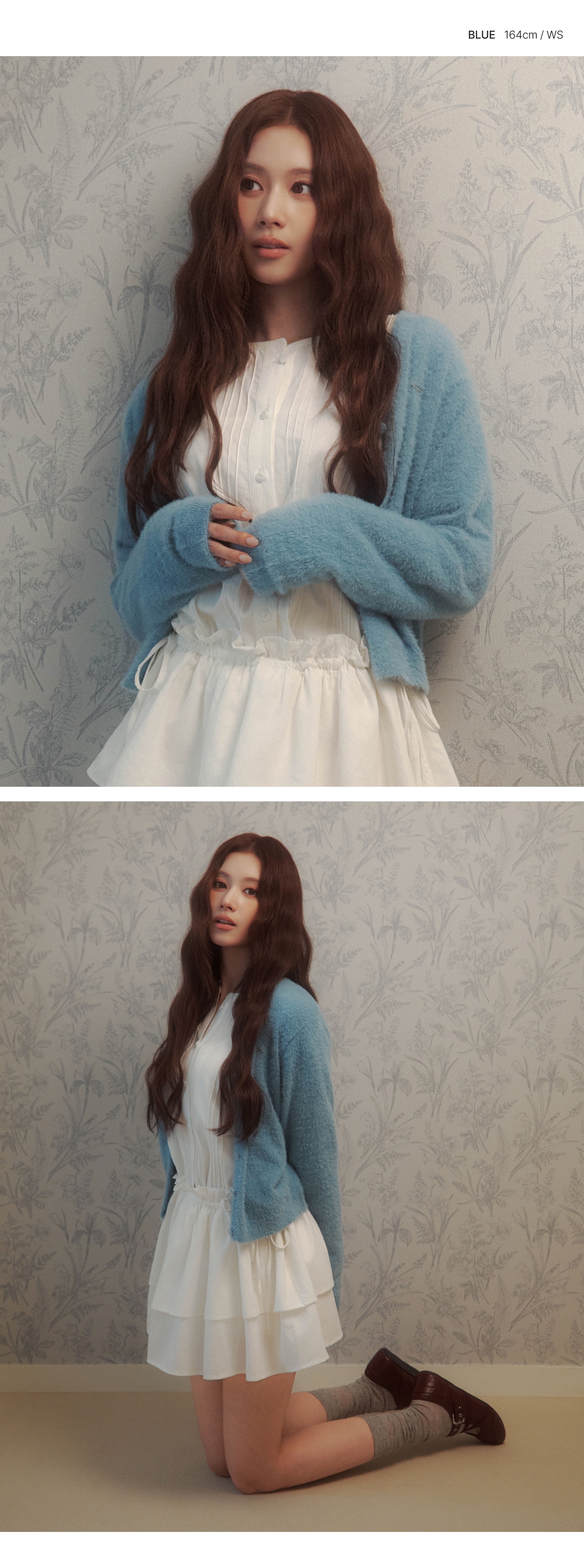 WOMAN V-NECK HAIRY CARDIGAN #SANA同款! - 2 COLORS BLUE
