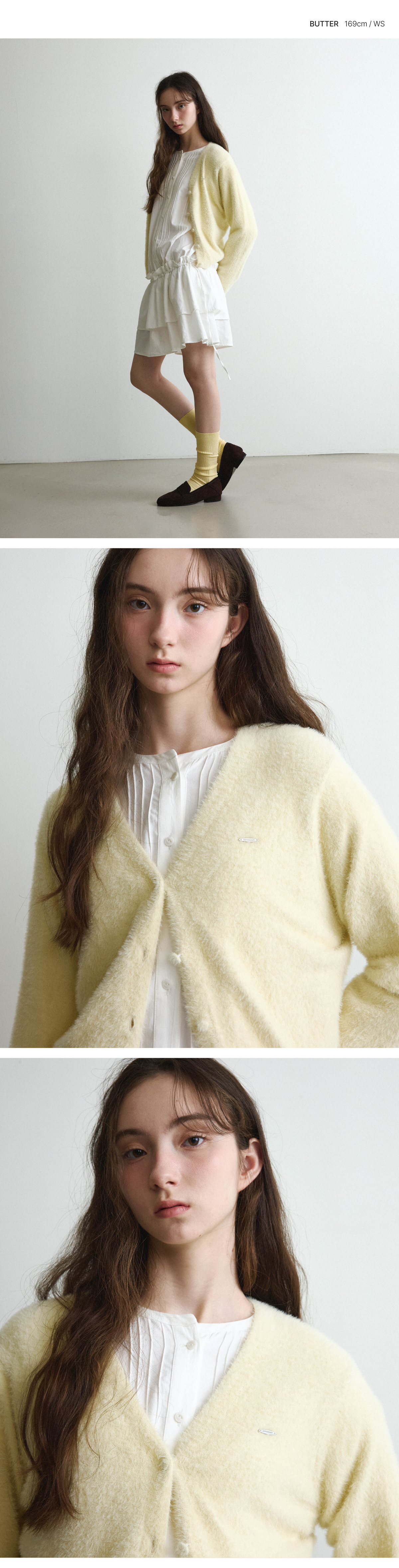 WOMAN V-NECK HAIRY CARDIGAN #SANA同款! - 2 COLORS BUTTER