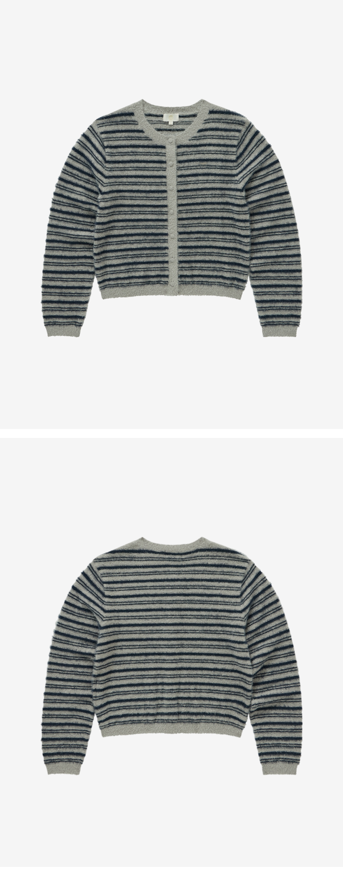 WOMAN STRIPE HAIRY CARDIGAN #SANA同款！ - 2 COLORS GREY