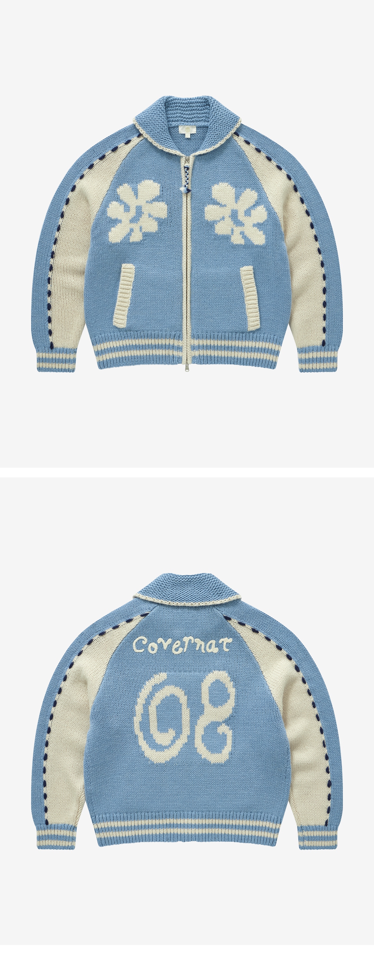 WOMAN WOOL BLEND COWICHAN CARDIGAN #SANA同款！ - 2 COLORS SKY BLUE