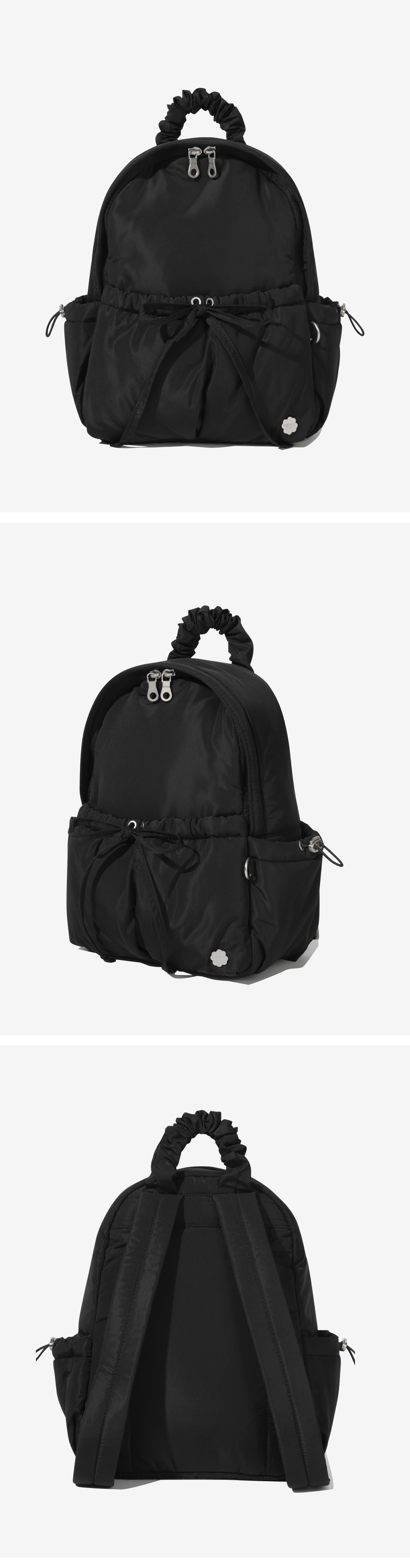 WOMAN SHIRRING MINI BACKPACK #SANA同款！ - 3 COLORS BLACK