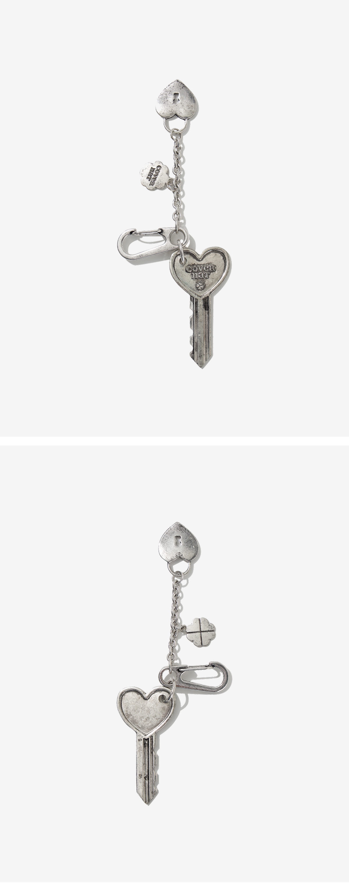 WOMAN CLOVER HEART SILVER KEYRING #SANA同款!