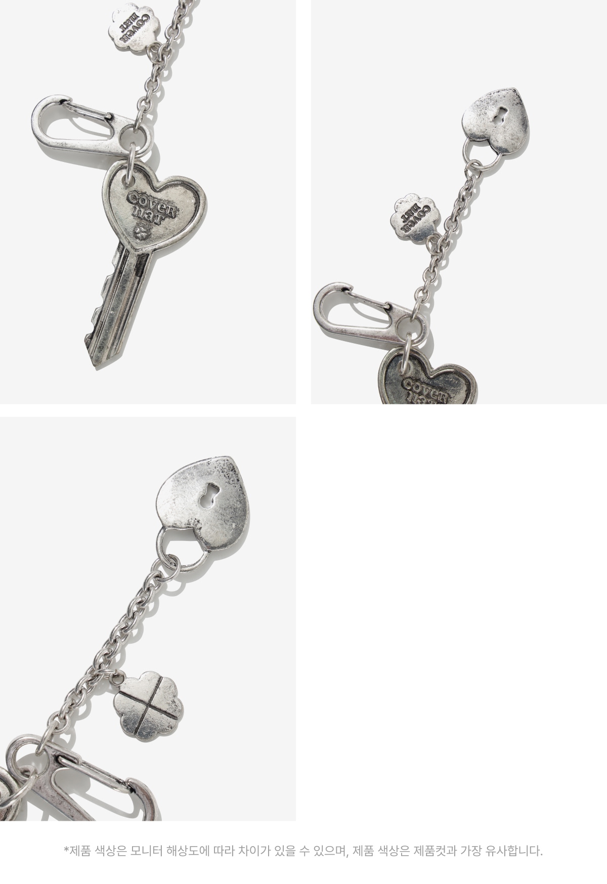 WOMAN CLOVER HEART SILVER KEYRING #SANA同款!
